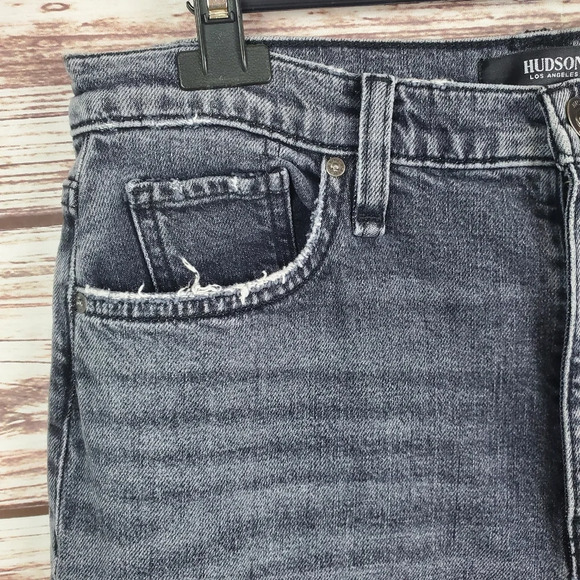 Hudson Womens Size 31x28 Black Holly Straight Leg Distressed Jeans          #238 - Picture 5 of 13